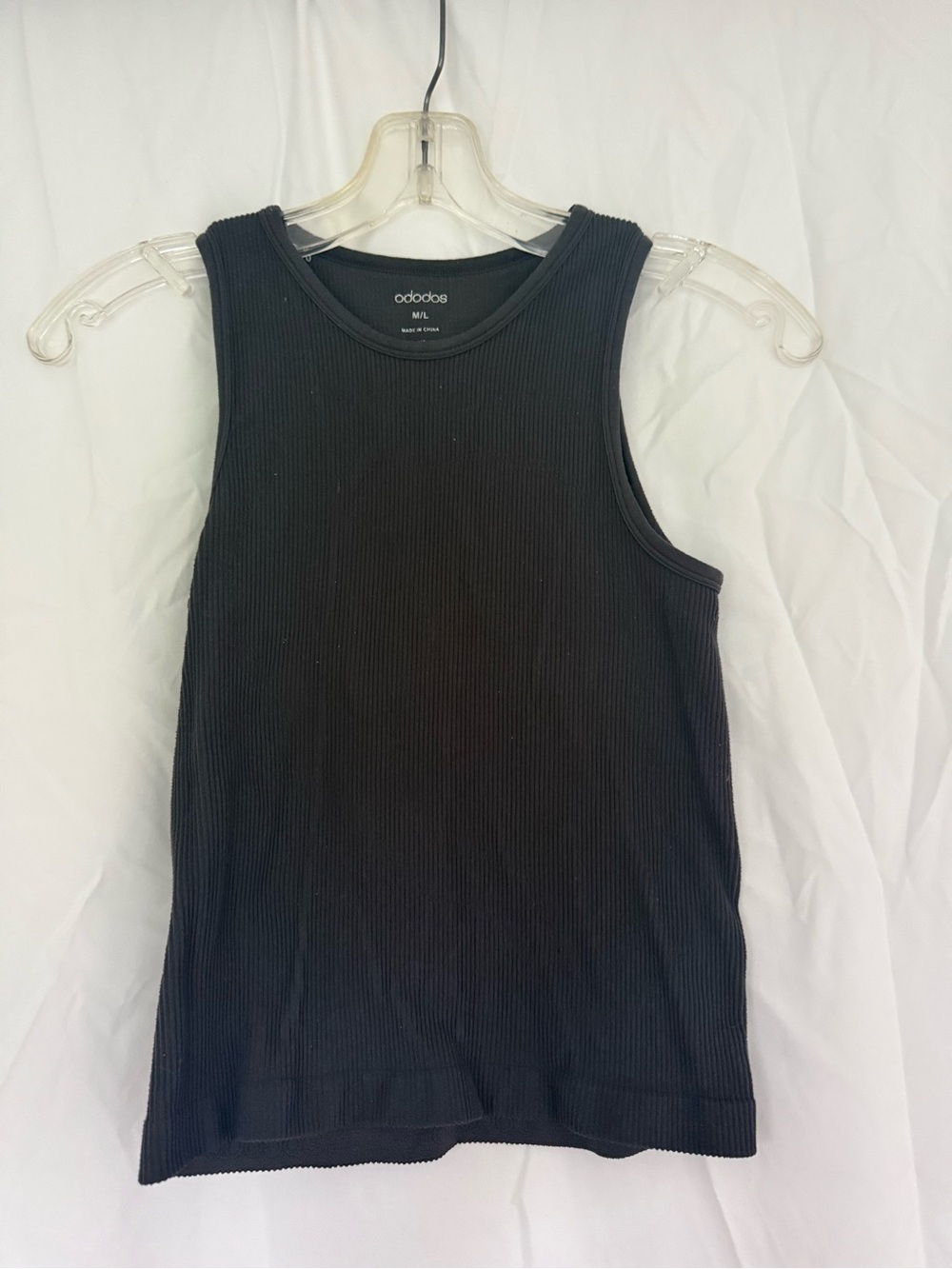 ODODOS Black Seamless Ribbed Cropped Tank Top High Neck Athleisure Size M/L